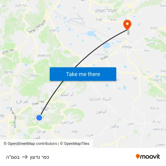 בסמ"ה to כפר גדעון map
