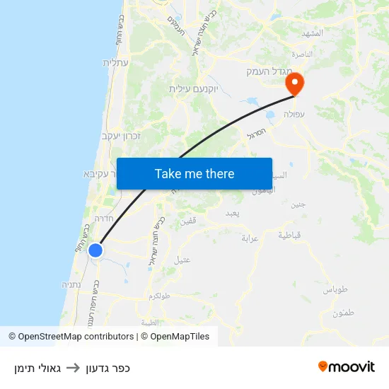 גאולי תימן to כפר גדעון map