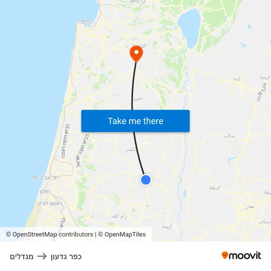 מגדלים to כפר גדעון map