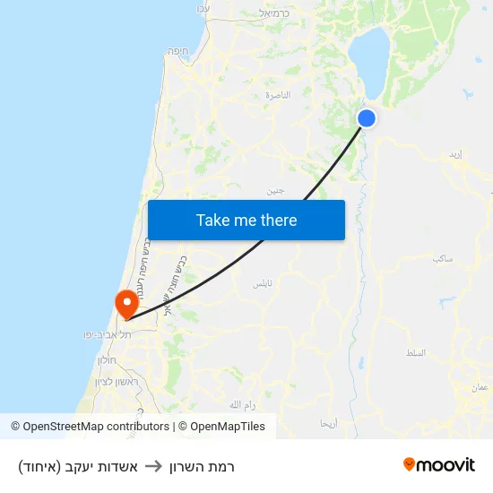 אשדות יעקב (איחוד) to רמת השרון map