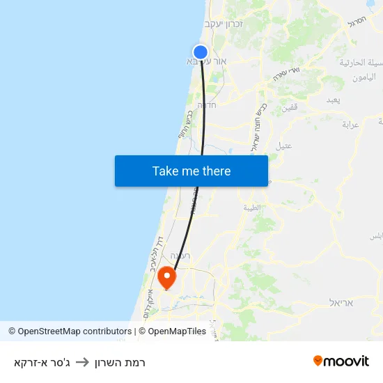 ג'סר א-זרקא to רמת השרון map