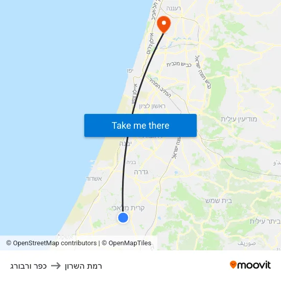 כפר ורבורג to רמת השרון map