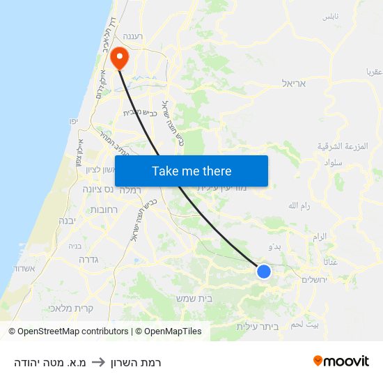 מ.א. מטה יהודה to רמת השרון map