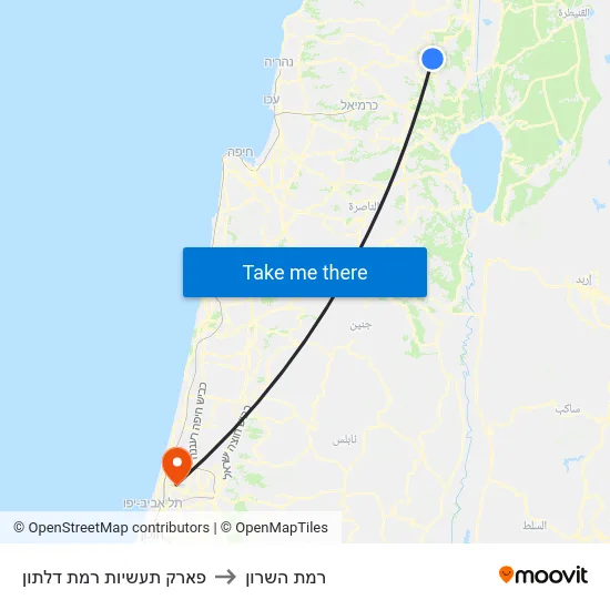 פארק תעשיות רמת דלתון to רמת השרון map