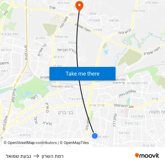 גבעת שמואל to רמת השרון map
