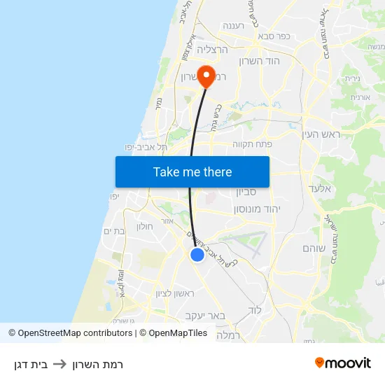 בית דגן to רמת השרון map