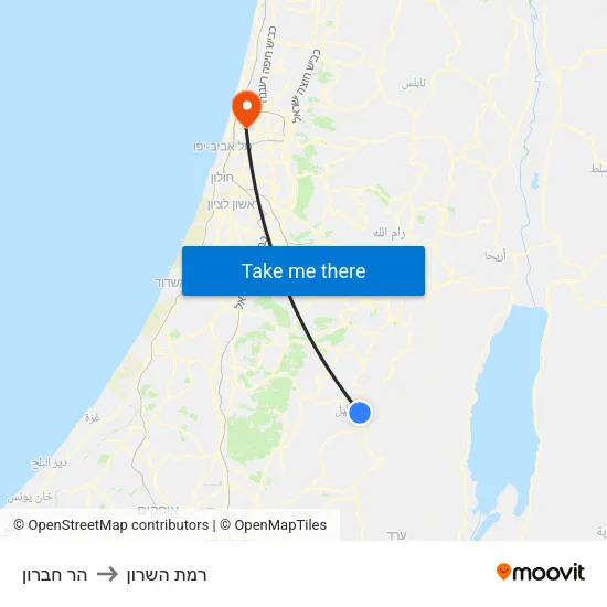 הר חברון to רמת השרון map