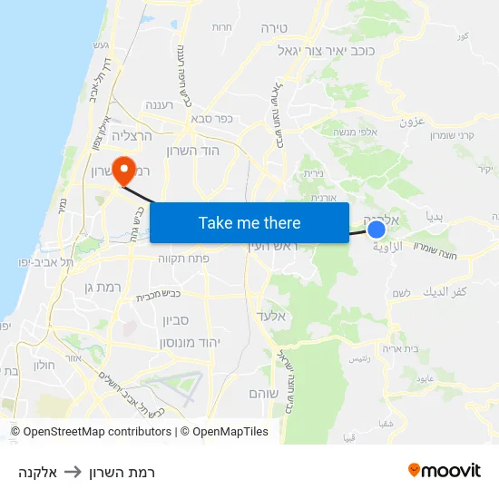 אלקנה to רמת השרון map