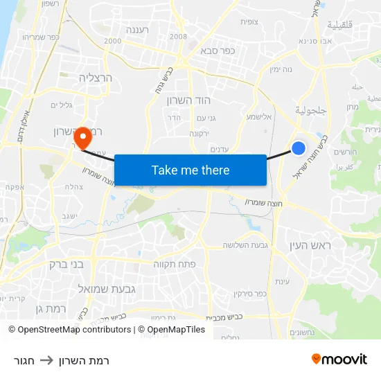 חגור to רמת השרון map