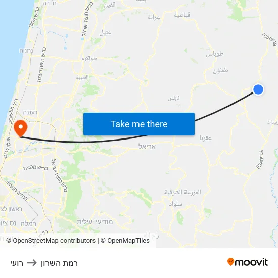 רועי to רמת השרון map