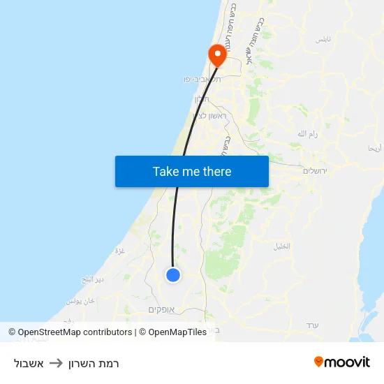 אשבול to רמת השרון map