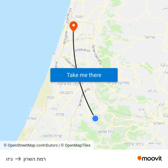 גיזו to רמת השרון map