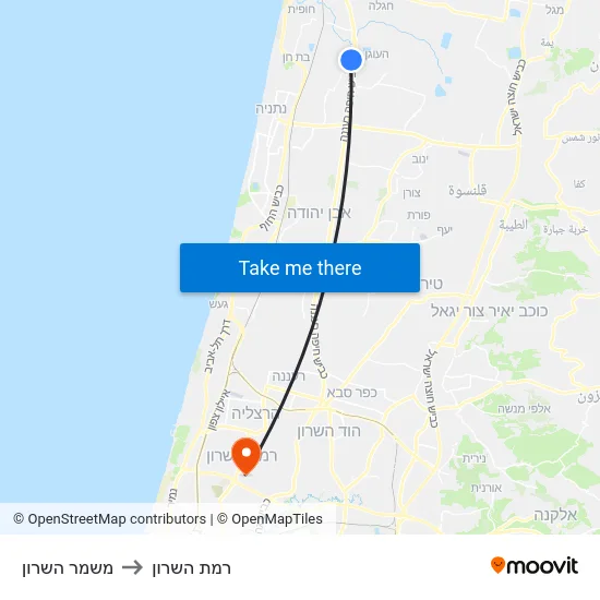 משמר השרון to רמת השרון map