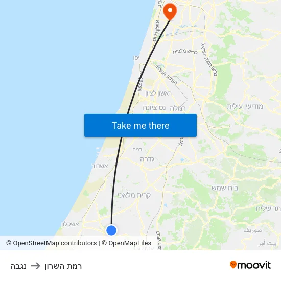 נגבה to רמת השרון map