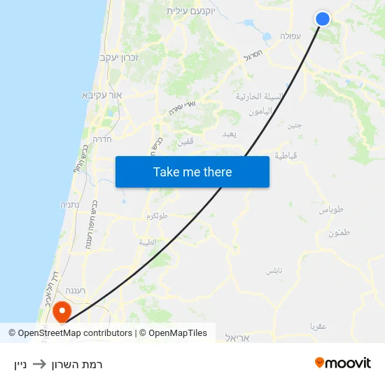 ניין to רמת השרון map