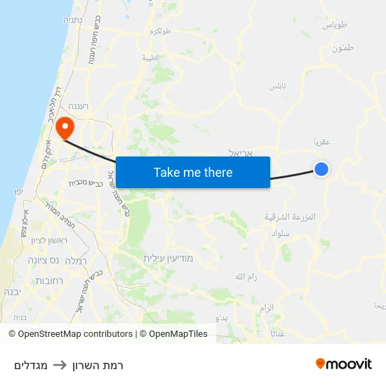 מגדלים to רמת השרון map