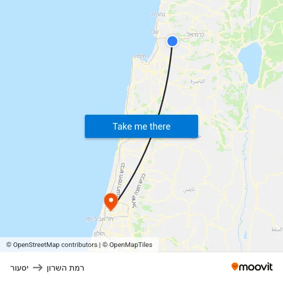 יסעור to רמת השרון map