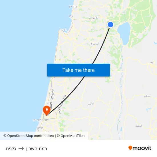 כלנית to רמת השרון map