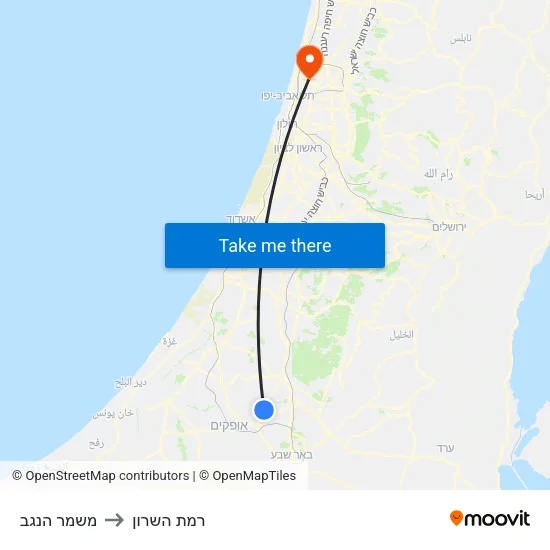 משמר הנגב to רמת השרון map