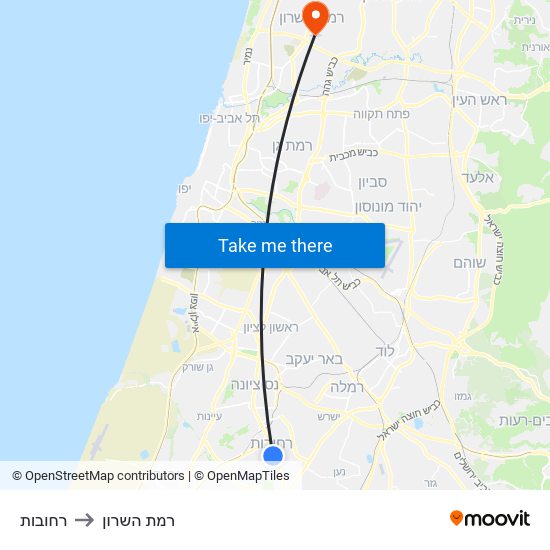 רחובות to רחובות map