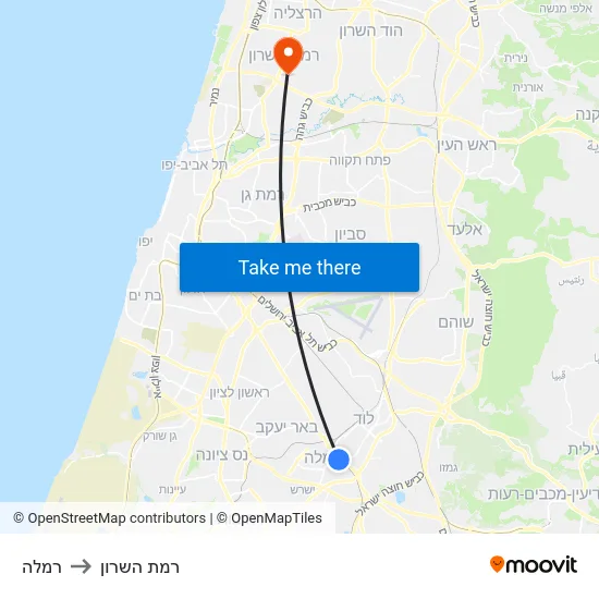 רמלה to רמת השרון map