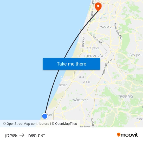 אשקלון to רמת השרון map