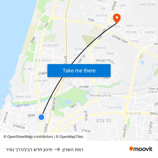 תיכון חדש רבין/דרך נמיר to רמת השרון map