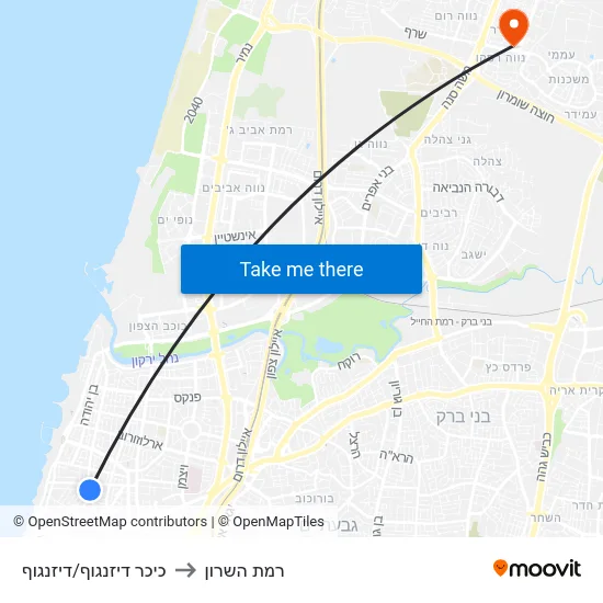 כיכר דיזנגוף/דיזנגוף to רמת השרון map