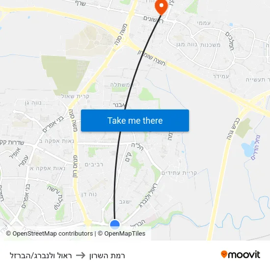 ראול ולנברג/הברזל to רמת השרון map