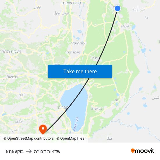 בוקעאתא to שדמות דבורה map