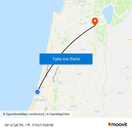 תל אביב-יפו to שדמות דבורה map