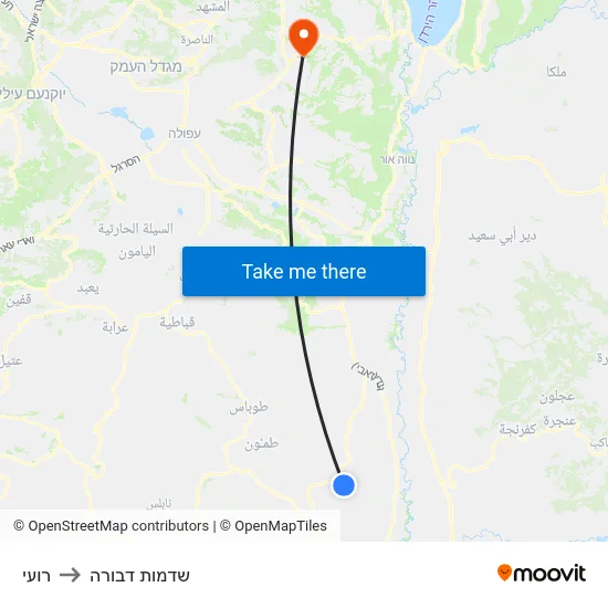 רועי to שדמות דבורה map