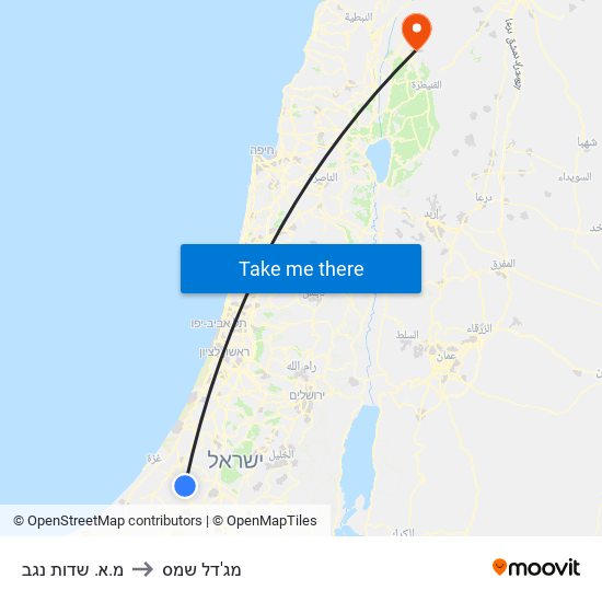 מ.א. שדות נגב to מג'דל שמס map