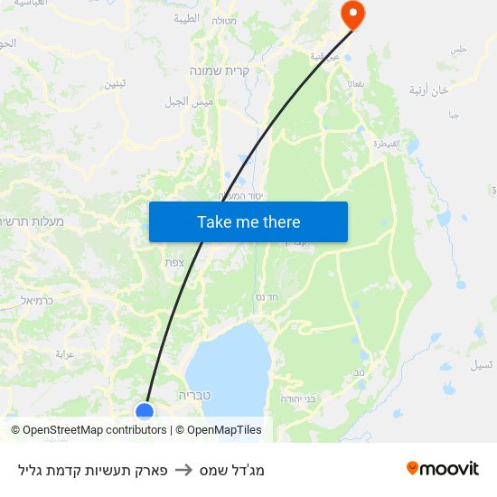 פארק תעשיות קדמת גליל to מג'דל שמס map