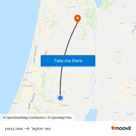 מטה בנימין to כפר יחזקאל map