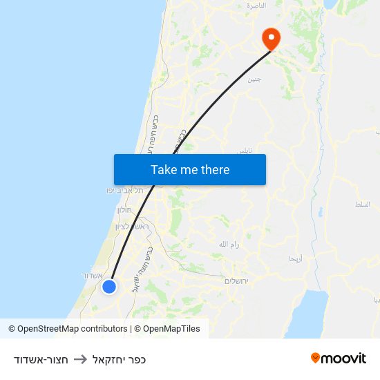 חצור-אשדוד to כפר יחזקאל map