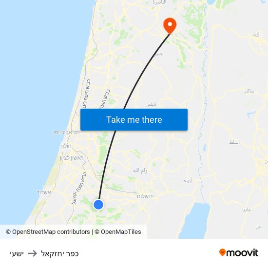 ישעי to כפר יחזקאל map