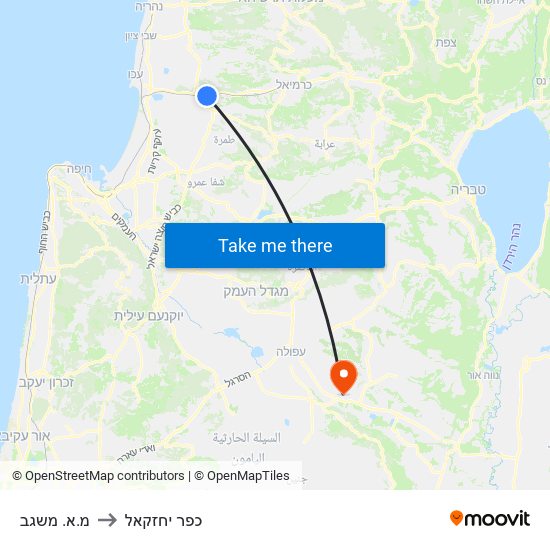 מ.א. משגב to כפר יחזקאל map