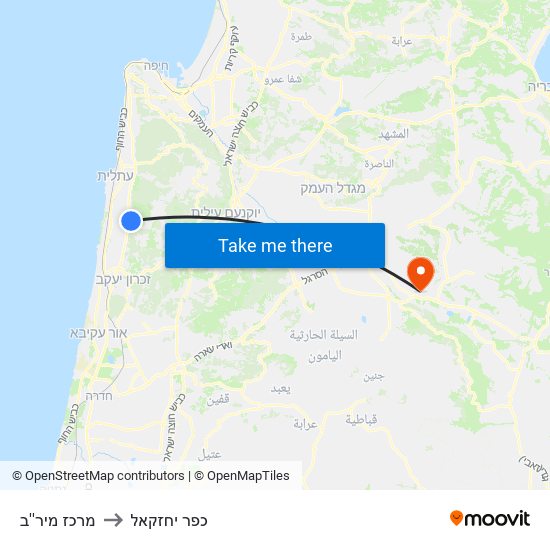 מרכז מיר''ב to כפר יחזקאל map