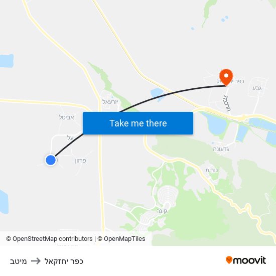 מיטב to כפר יחזקאל map