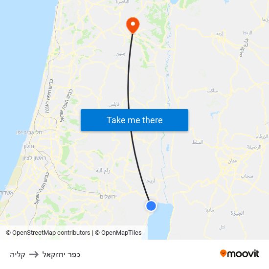 קליה to כפר יחזקאל map
