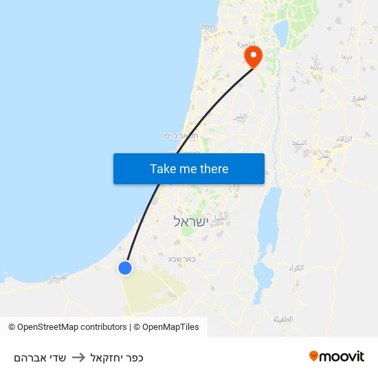 שדי אברהם to כפר יחזקאל map