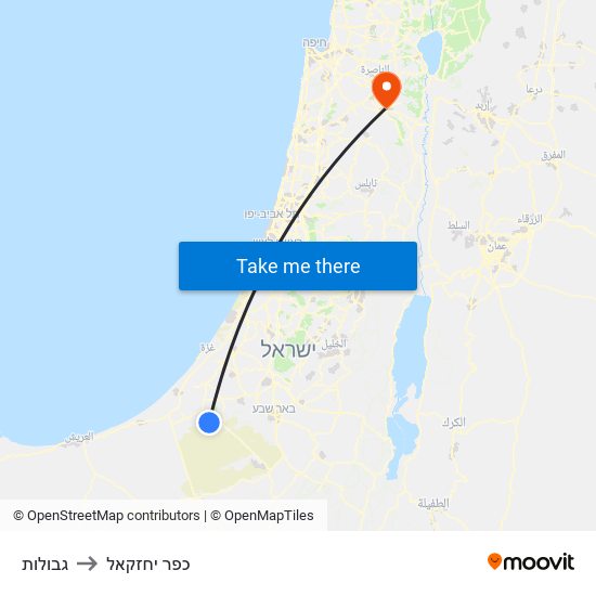 גבולות to כפר יחזקאל map