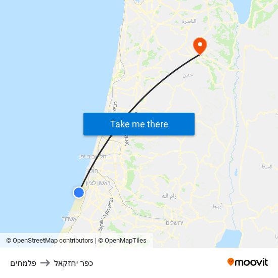 פלמחים to כפר יחזקאל map