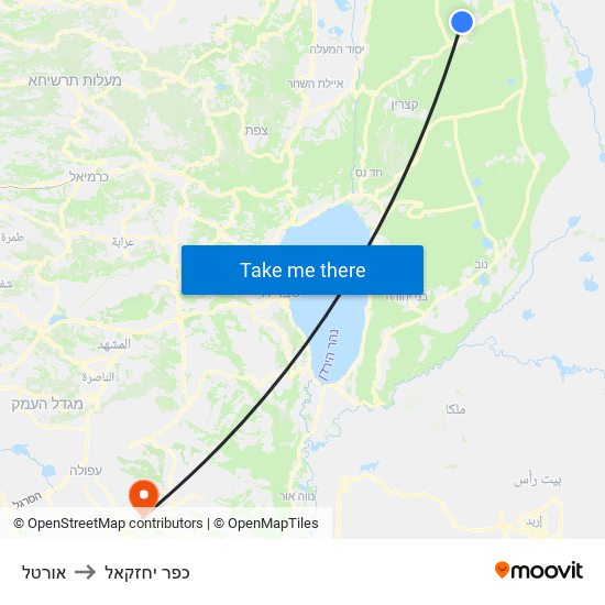 אורטל to כפר יחזקאל map