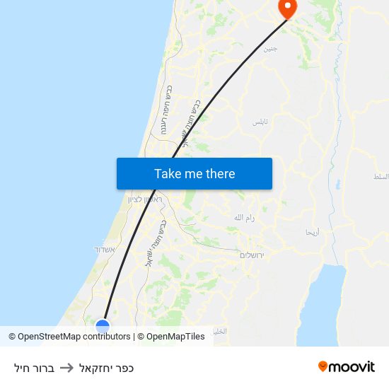 ברור חיל to כפר יחזקאל map