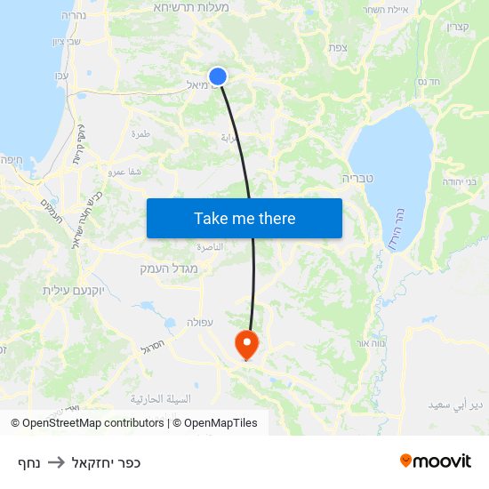 נחף to כפר יחזקאל map