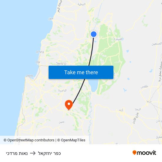 נאות מרדכי to כפר יחזקאל map