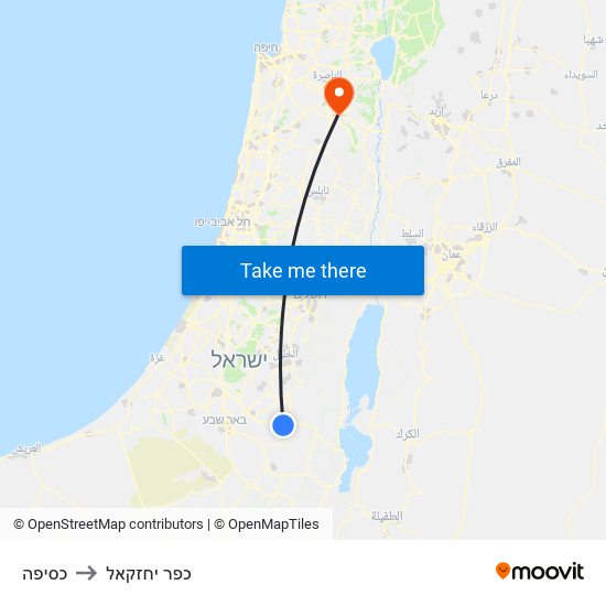 כסיפה to כפר יחזקאל map