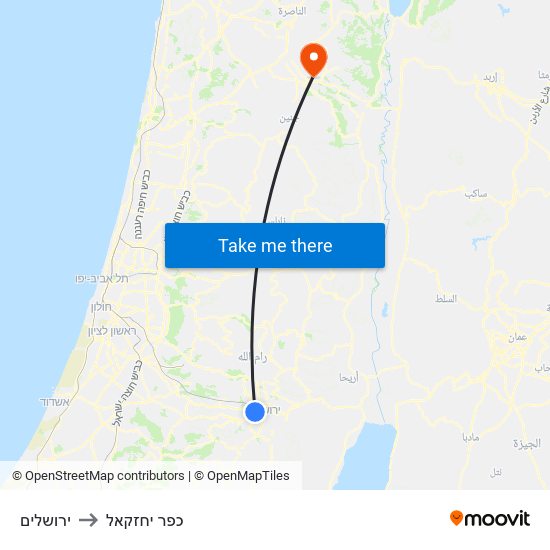 ירושלים to כפר יחזקאל map